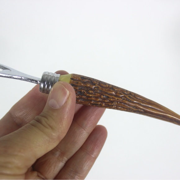 Vintage Faux Antler Bar Tool Set Bar Cart Styling 3 Piece Opener Cork Screw Stop - Picture 6 of 7